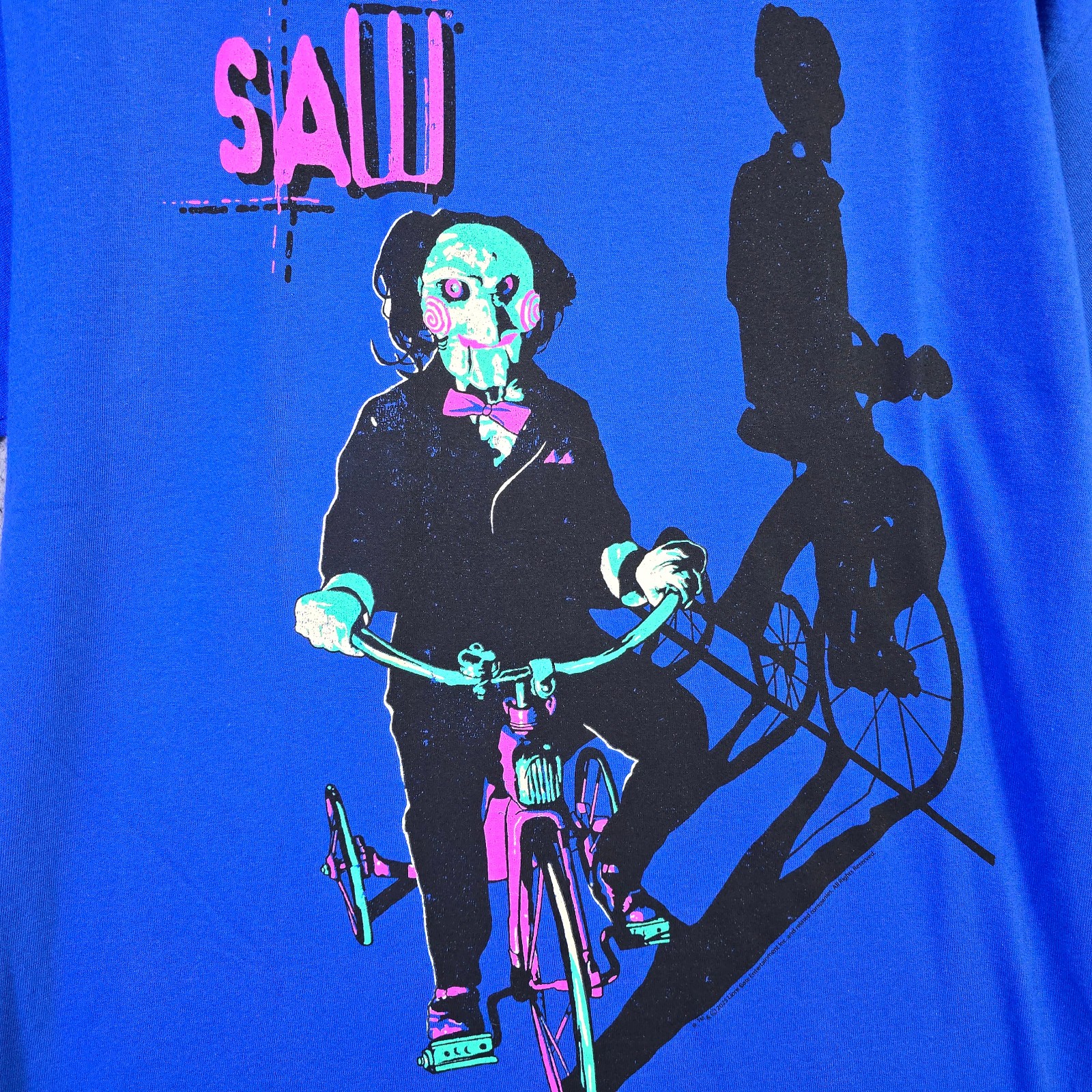 Saw Shirt Mens Large Blue Horror Movie Horror Billy Puppet Casual NWT gallery
