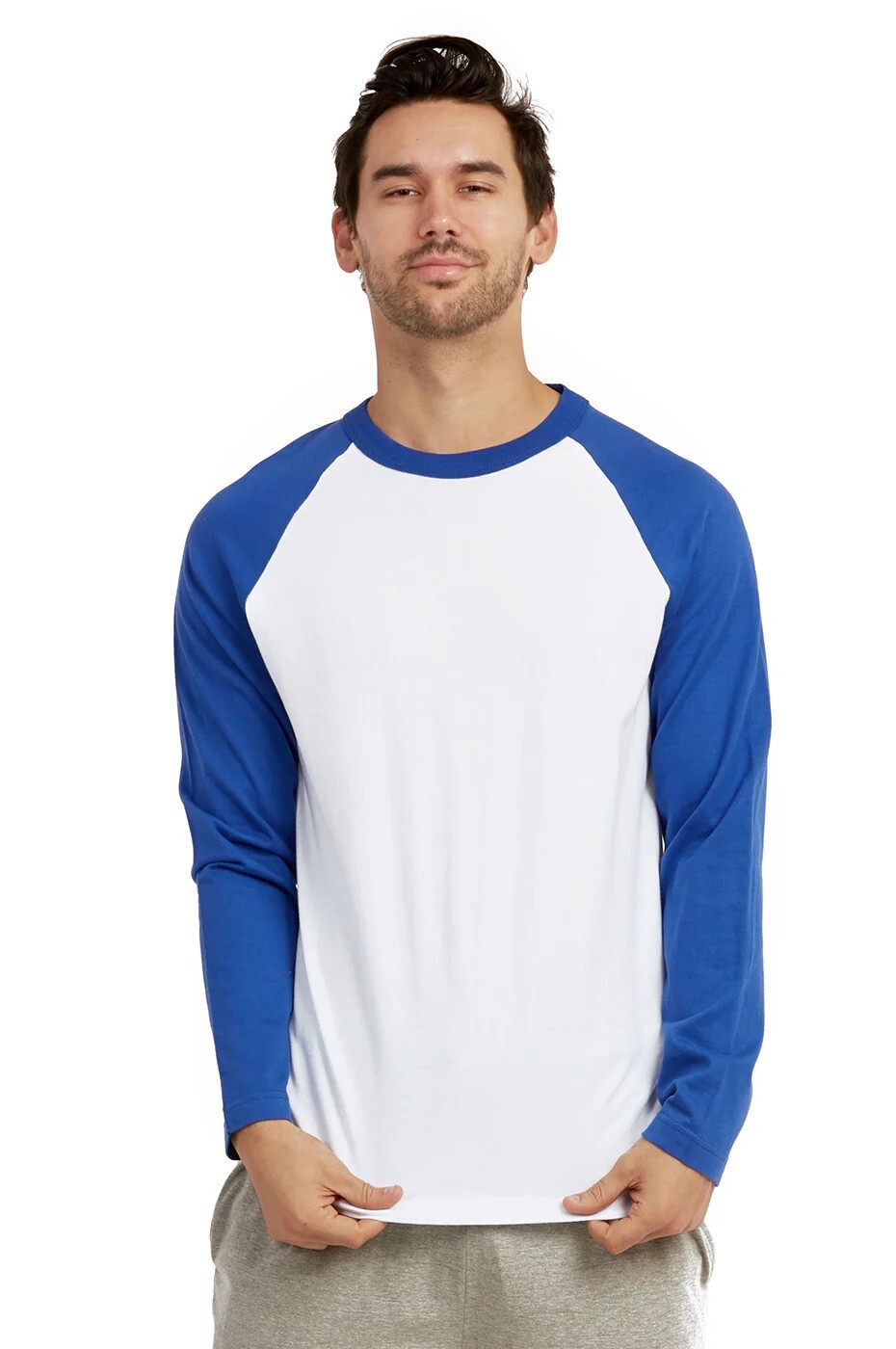 Top Pro Men's Cotton Full Raglan Sleeve Baseball Tee Shirt (XL, RoyalBlue/White) gallery