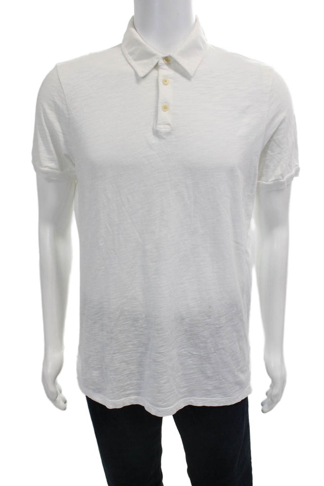 Velvet Mens Point Polo Collared Short Sleeve White 100% Cotton Size S