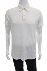 Velvet Mens Point Polo Collared Short Sleeve White 100% Cotton Size S