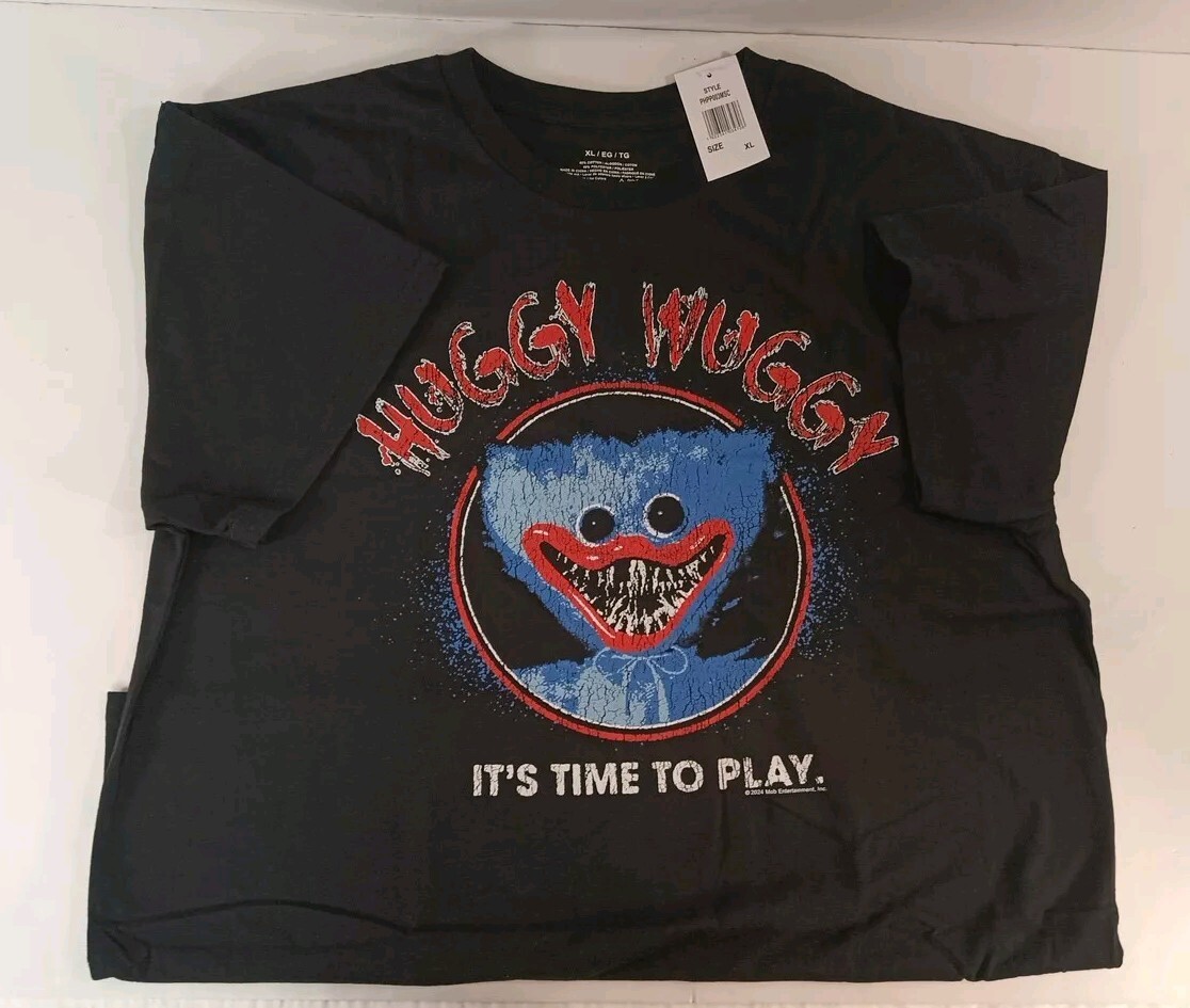 Poppy Playtime Huggy Wuggy “It’s Time To Play” Black Unisex Shirt- Xl Large- NWT