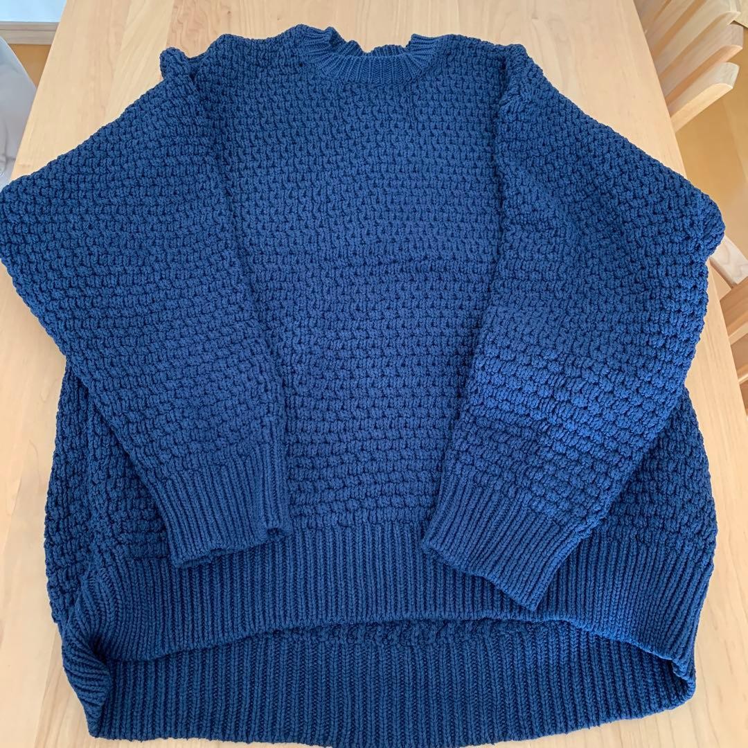 Nanamica Navy Knit Sweater L Size, Wool Blend, Relaxed Fit, Used