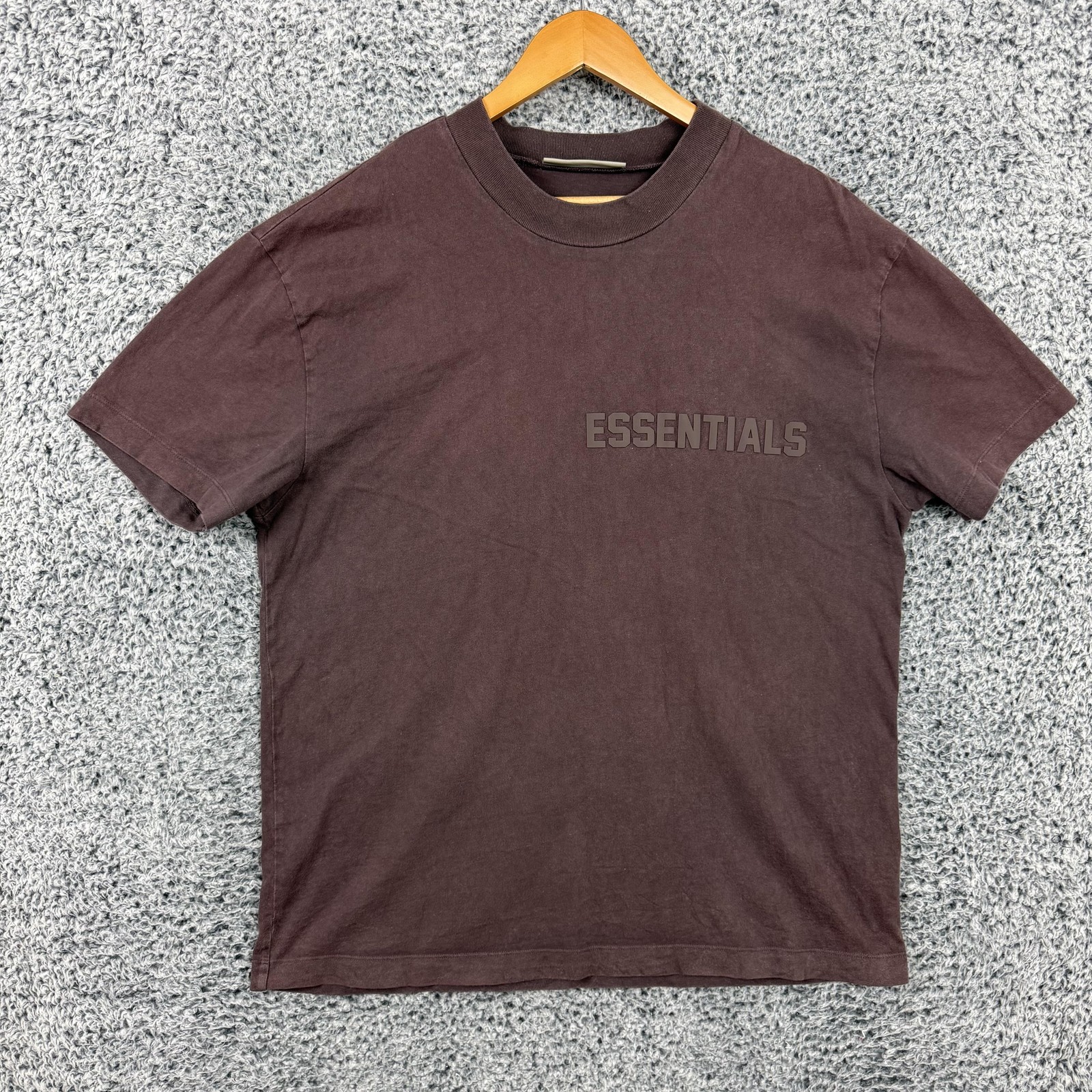 Fear Of God Essentials Shirt Mens Large Brown Logo Graphic Tee Streetwear