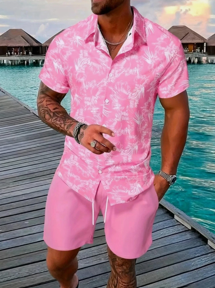 Men Summer Outfit 2-Piece Set Short Sleeve T-Shirt and Shorts Sweatsuit Set gallery