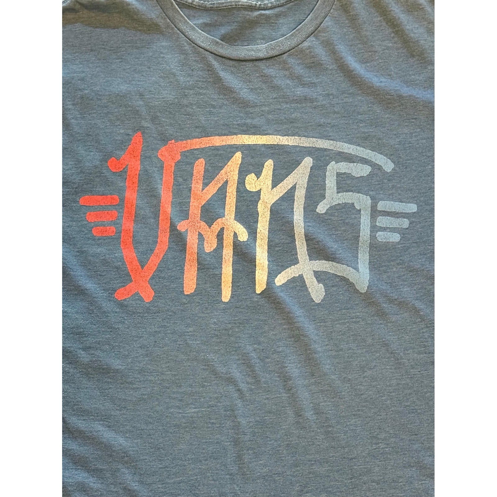 Vans Mens Blue Heathered Graffiti Logo Graphic T-Shirt Skate Streetwear XL gallery