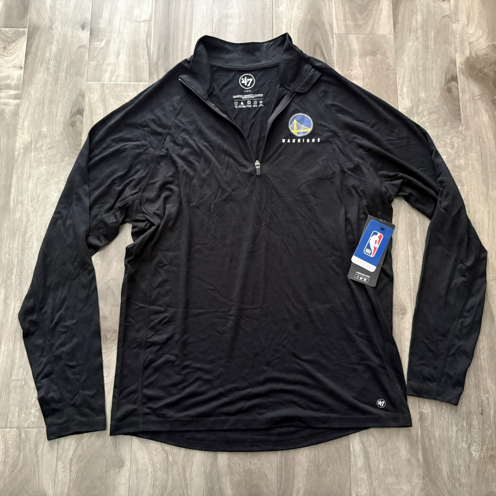 New ’47 Brand NBA GSW Warriors Impact 1/4 Zip Pullover Shirt Men’s Large NWT