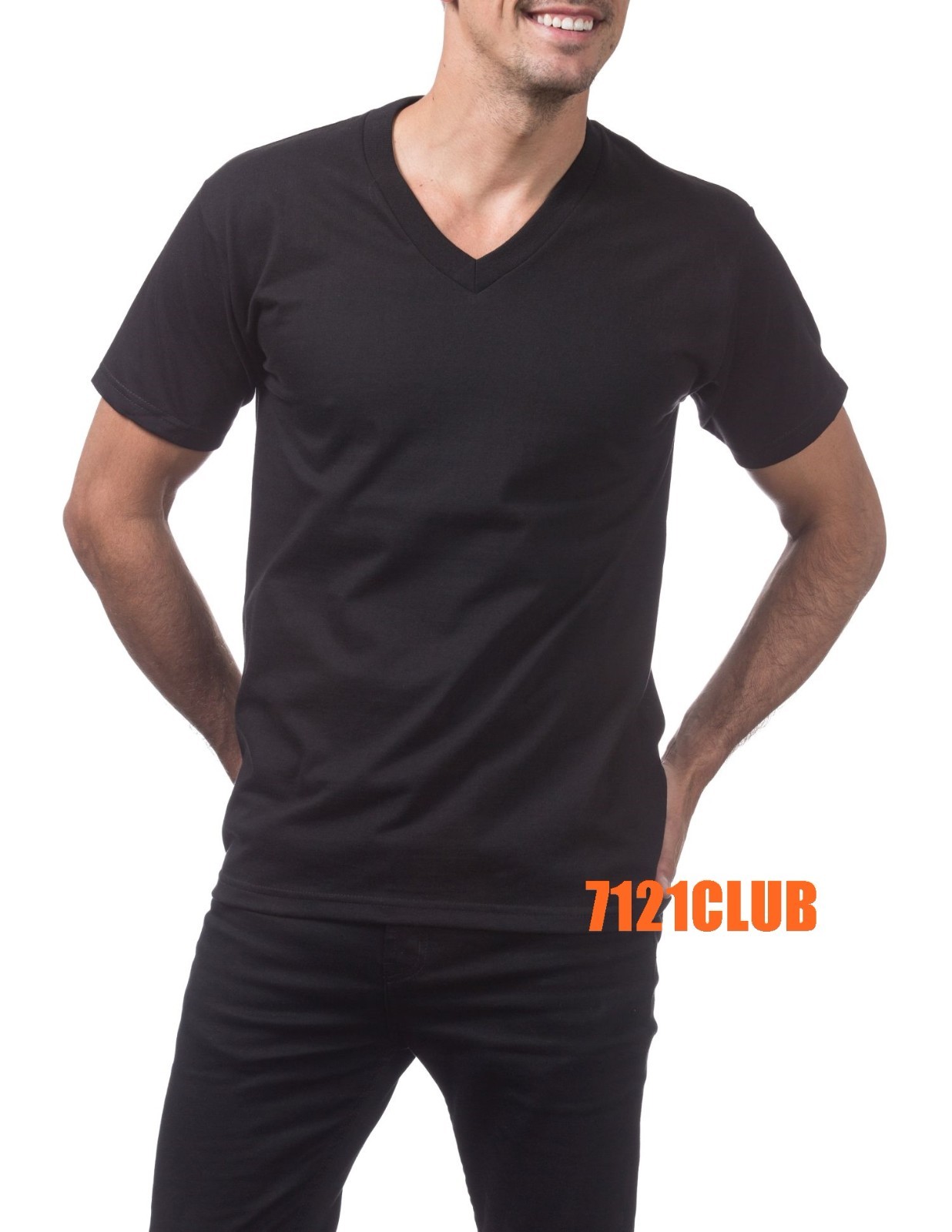 PRO CLUB MENS HEAVYWEIGHT V NECK T SHIRT PROCLUB SHORT SLEEVE BLACK BIG AND TALL gallery