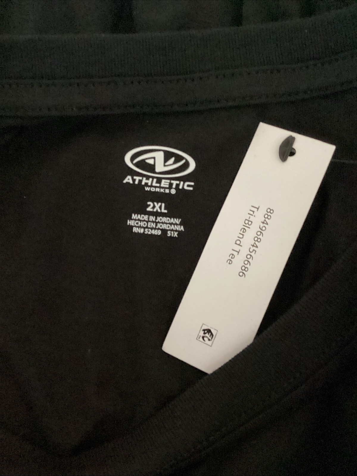 ATHLETIC WORKS Tri-Blend Black Short Sleeve Crew Neck T-Shirt Sz 2XL* gallery