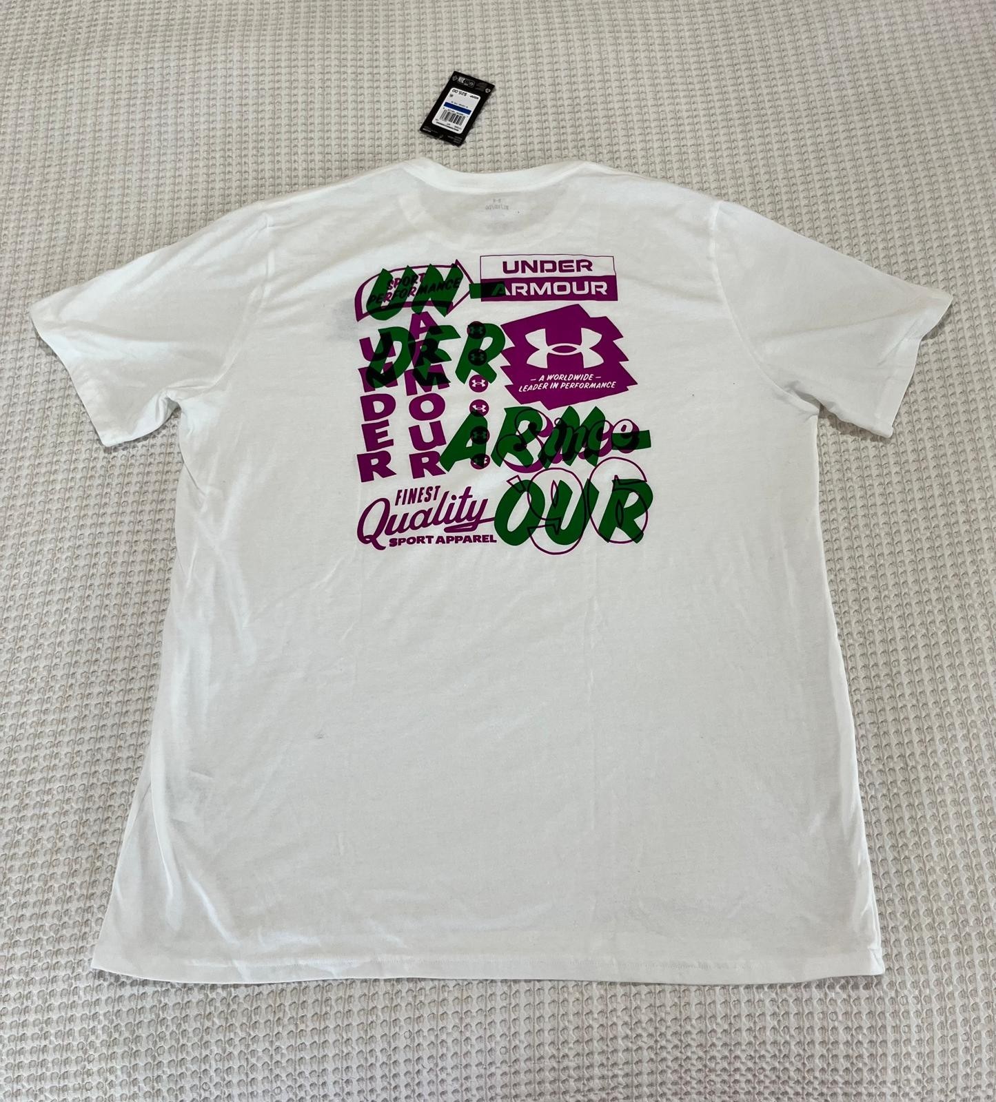 Under Armour Men's Extra Large XL Vintage Type T-Shirt White Loose NWT gallery