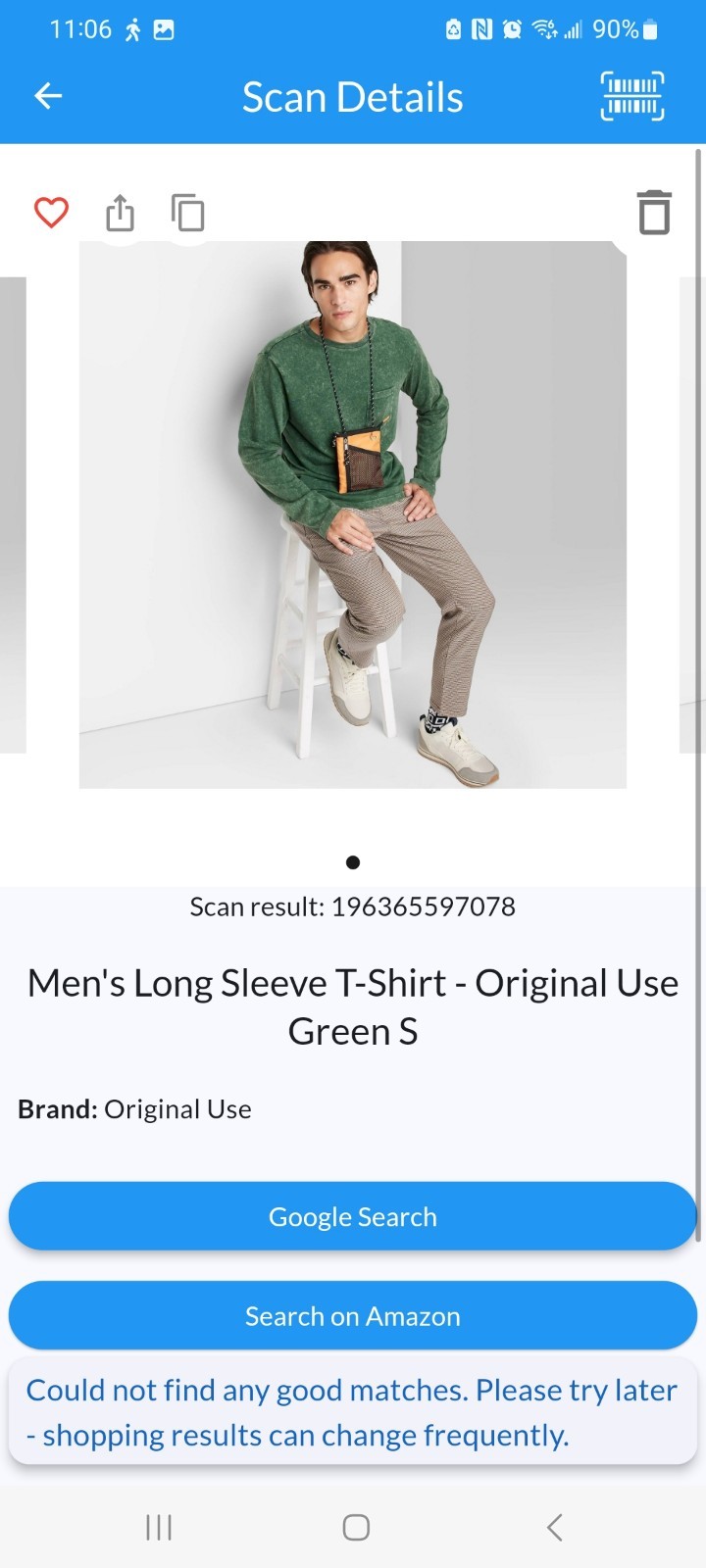 Men's Long Sleeve T-Shirt Original Use Green Size Small gallery