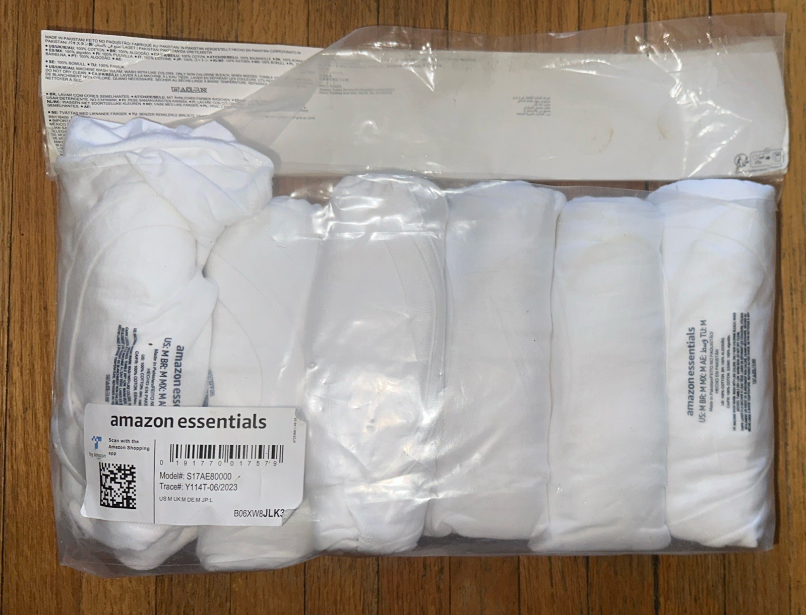 Amazon Essentials Men 6 Pack Crewneck Undershirts White Blank Medium 100% Cotton gallery