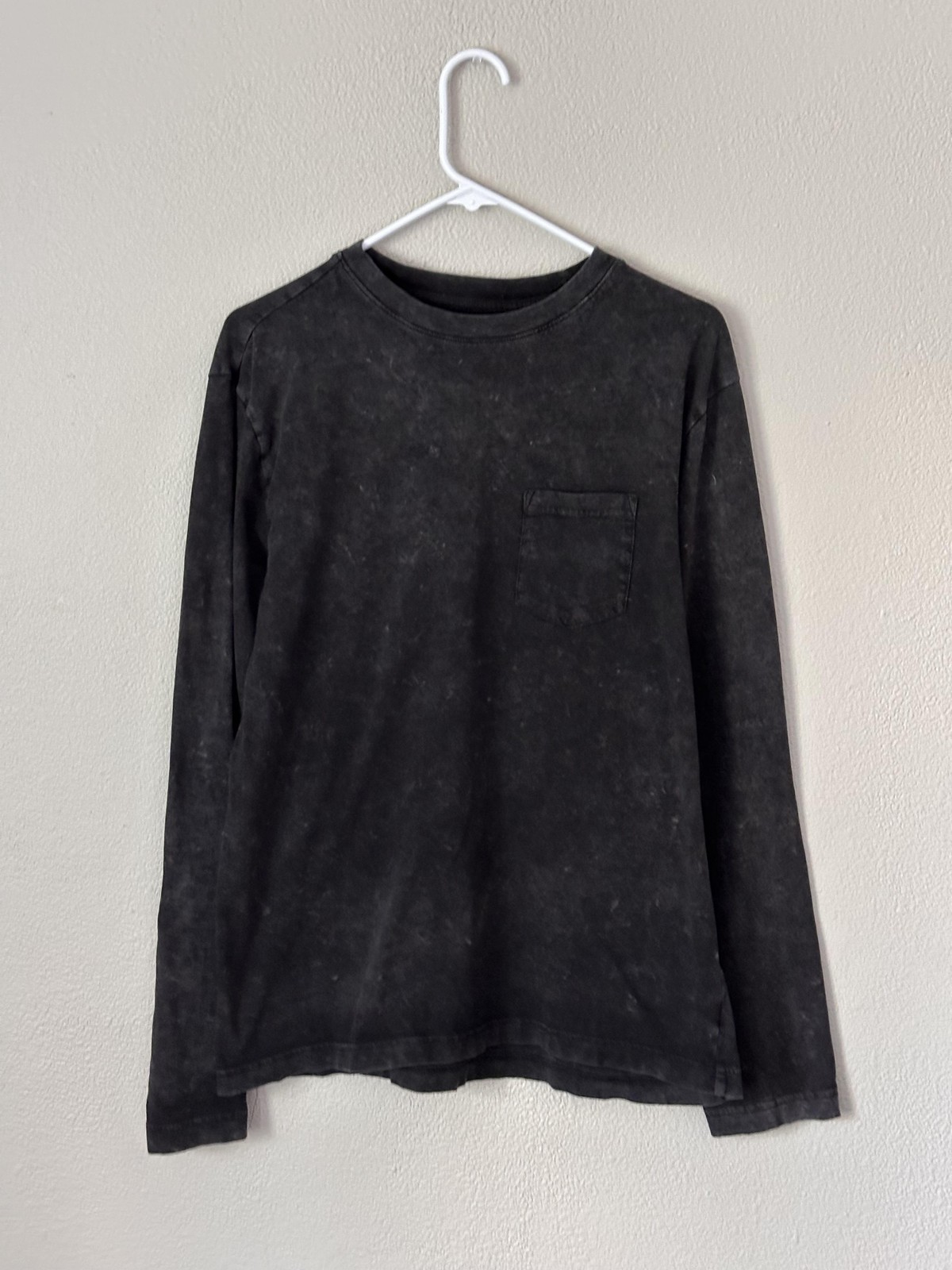 Original Use Shirt Mens Medium Gray Acid Wash Long Sleeve Pocket Crew Neck Tee