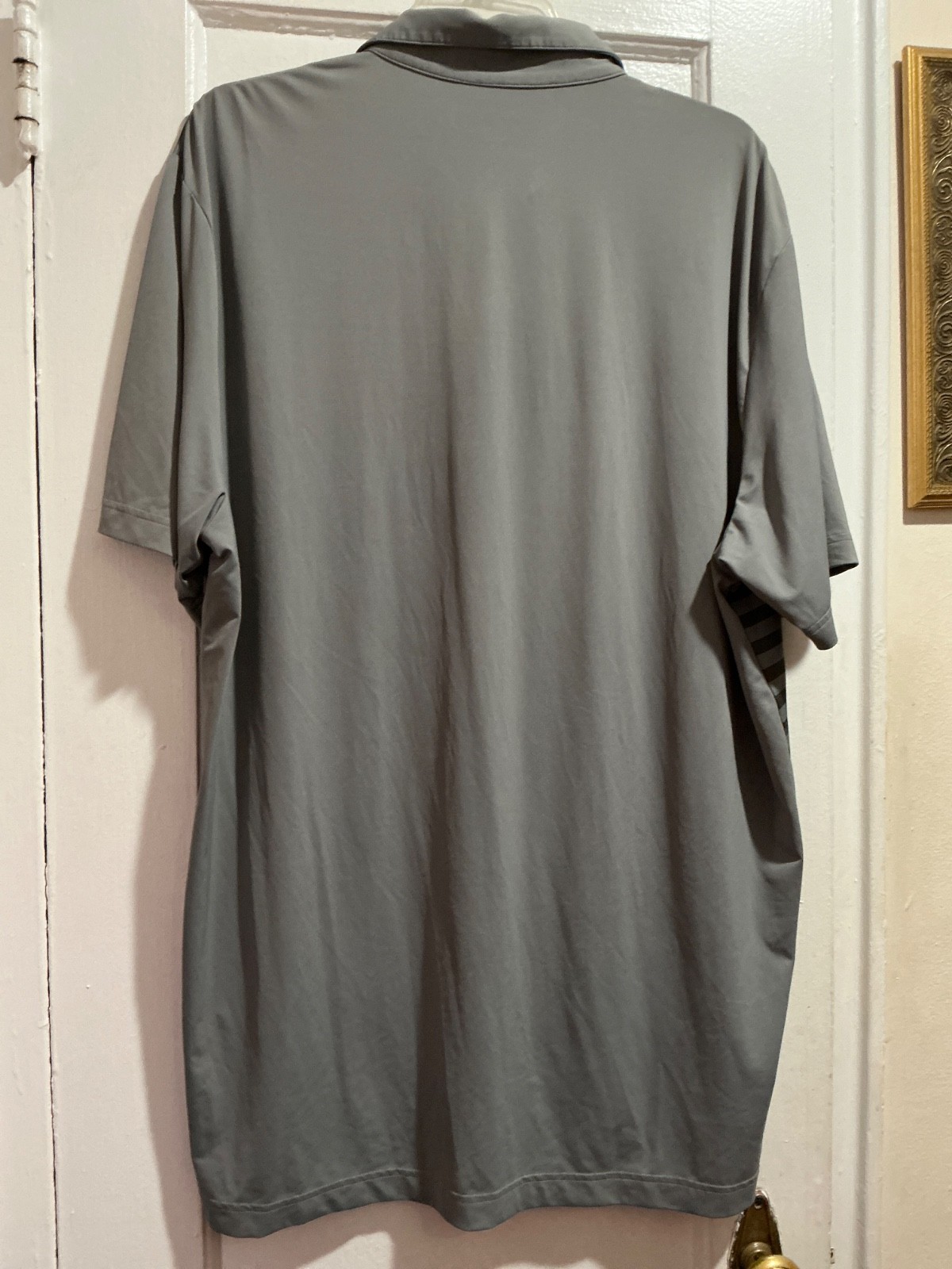 Adidas Golf Shirt Grey Striped Short Sleeve Polo Lansdowne Resort Sz XL gallery