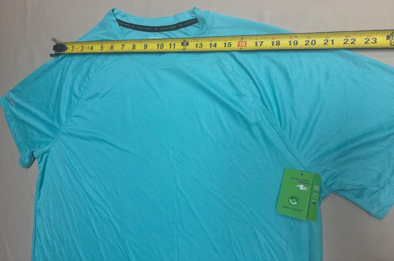 NEW Athletic Works Mens Dri-More T-Shirt Aqua Short Sleeve Size L Gym Workout gallery