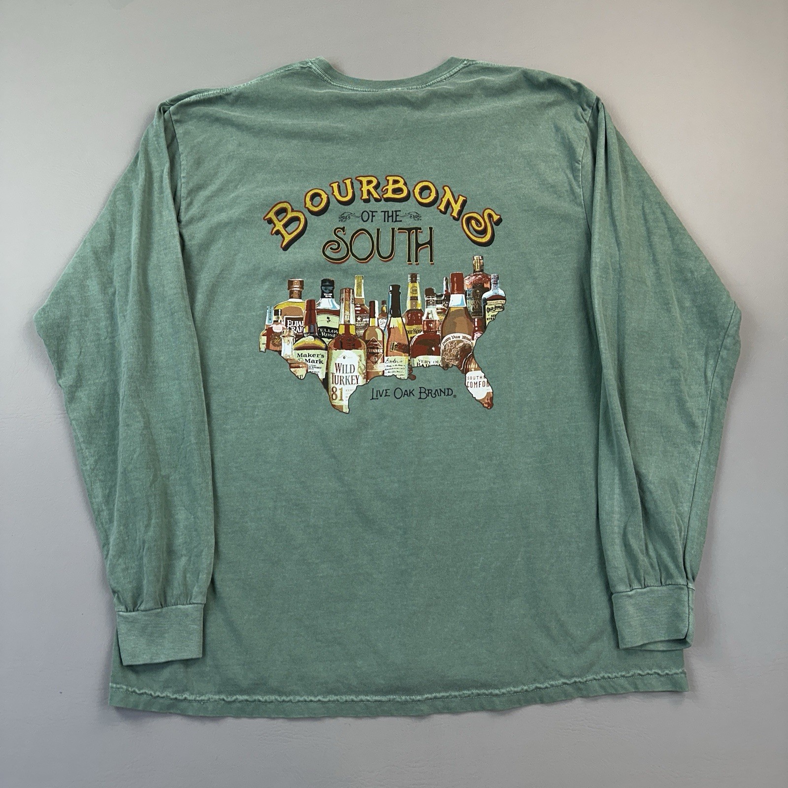Live Oak Brand Shirt Mens XL Green Bourbons Of The South Long Sleeve Pocket Tee gallery