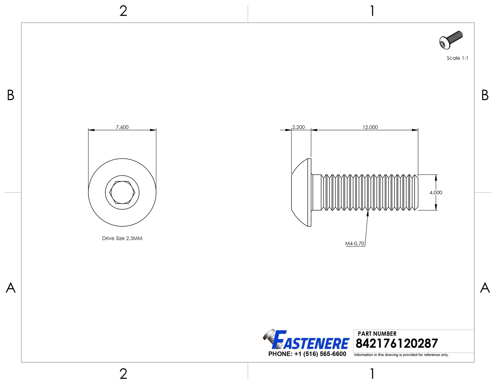 M4-0.70 x 12MM Button Head Socket Cap Screws ISO 7380 Stainless Steel Qty 5000