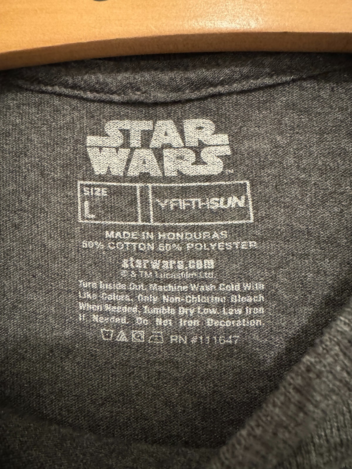 Star Wars Size Large VFIFTHSUN Charcoal Gray T-Shirt, 50% Cotton/50% Poly, EUC gallery