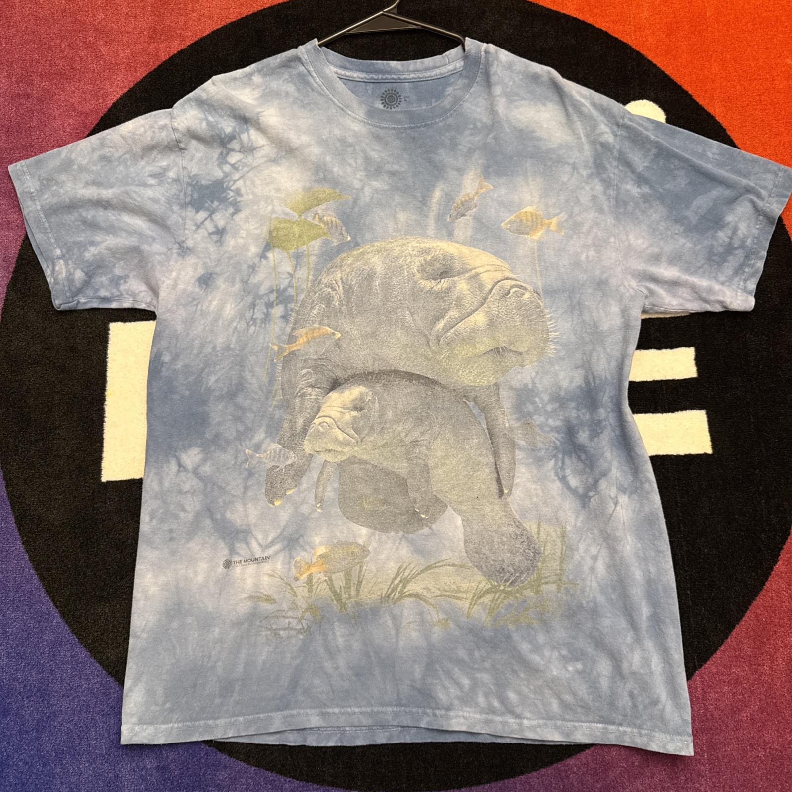 Men's Large The Mountain Vintage Aquatic Sea Whale Faded Graphic T Shirt Tie Dye gallery