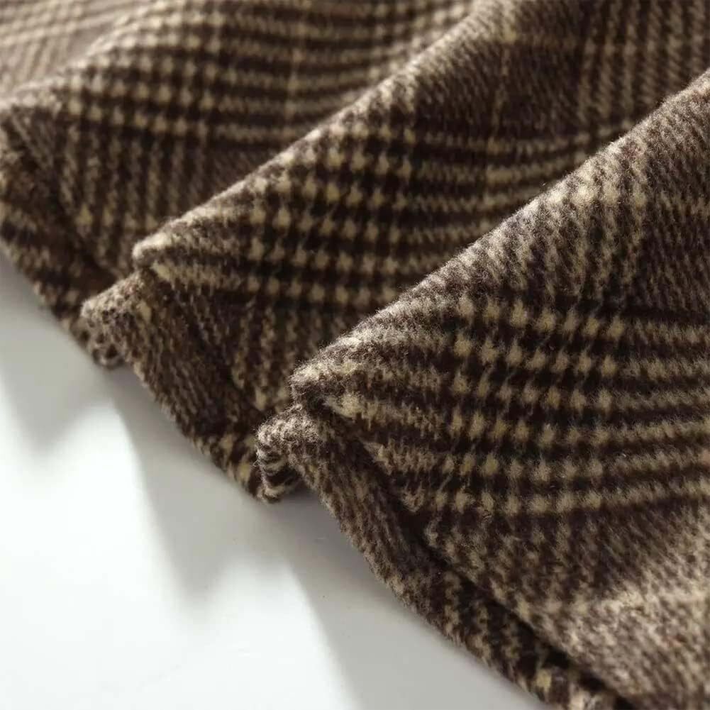Women's Long Plaid Wool Skirt High Waist A-Line Pleated Tartan Winter Skirt gallery