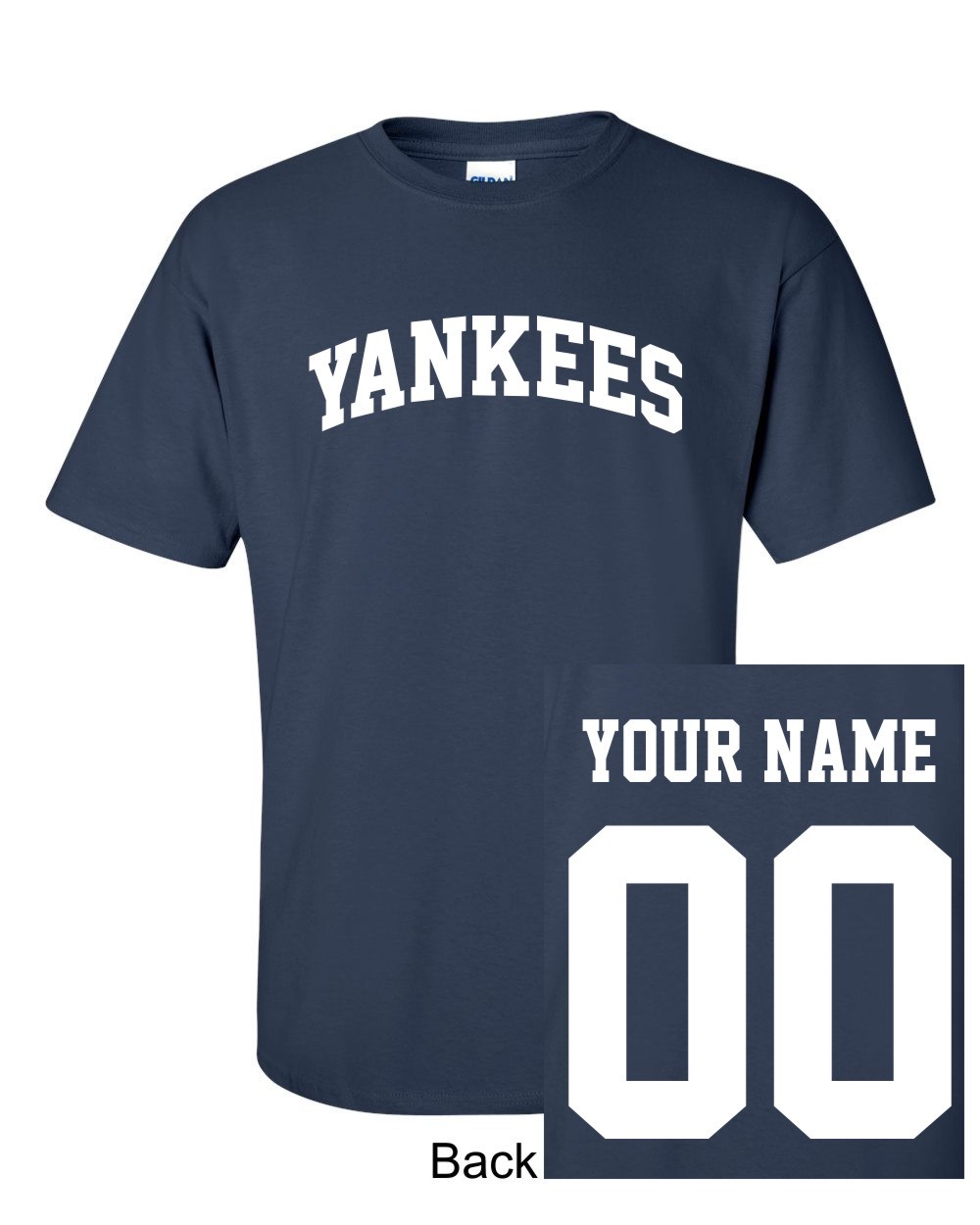 Yankees CUSTOM Name & Number Navy T-Shirt Jersey Personalized S-5XL New!