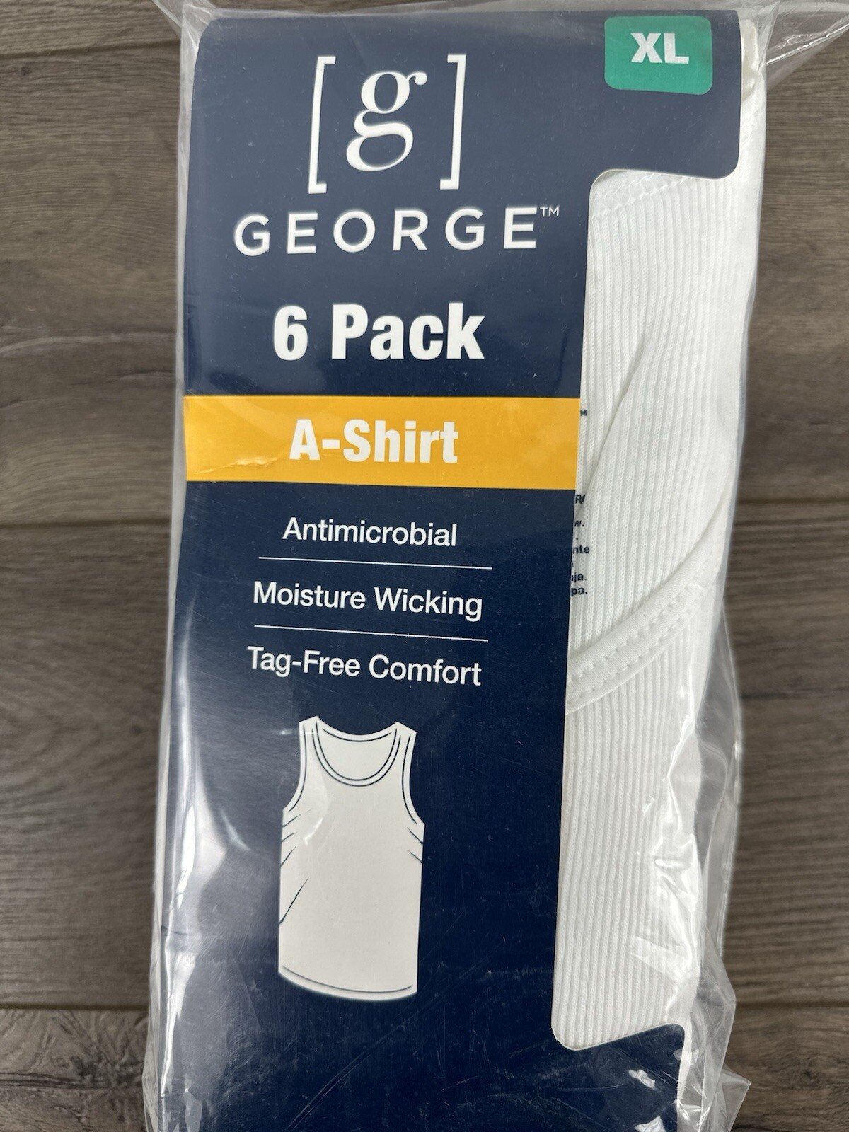 NEW! George Tag Free Comfort A-Shirt Men's, X-Large WHITE, 6-Pack, gallery