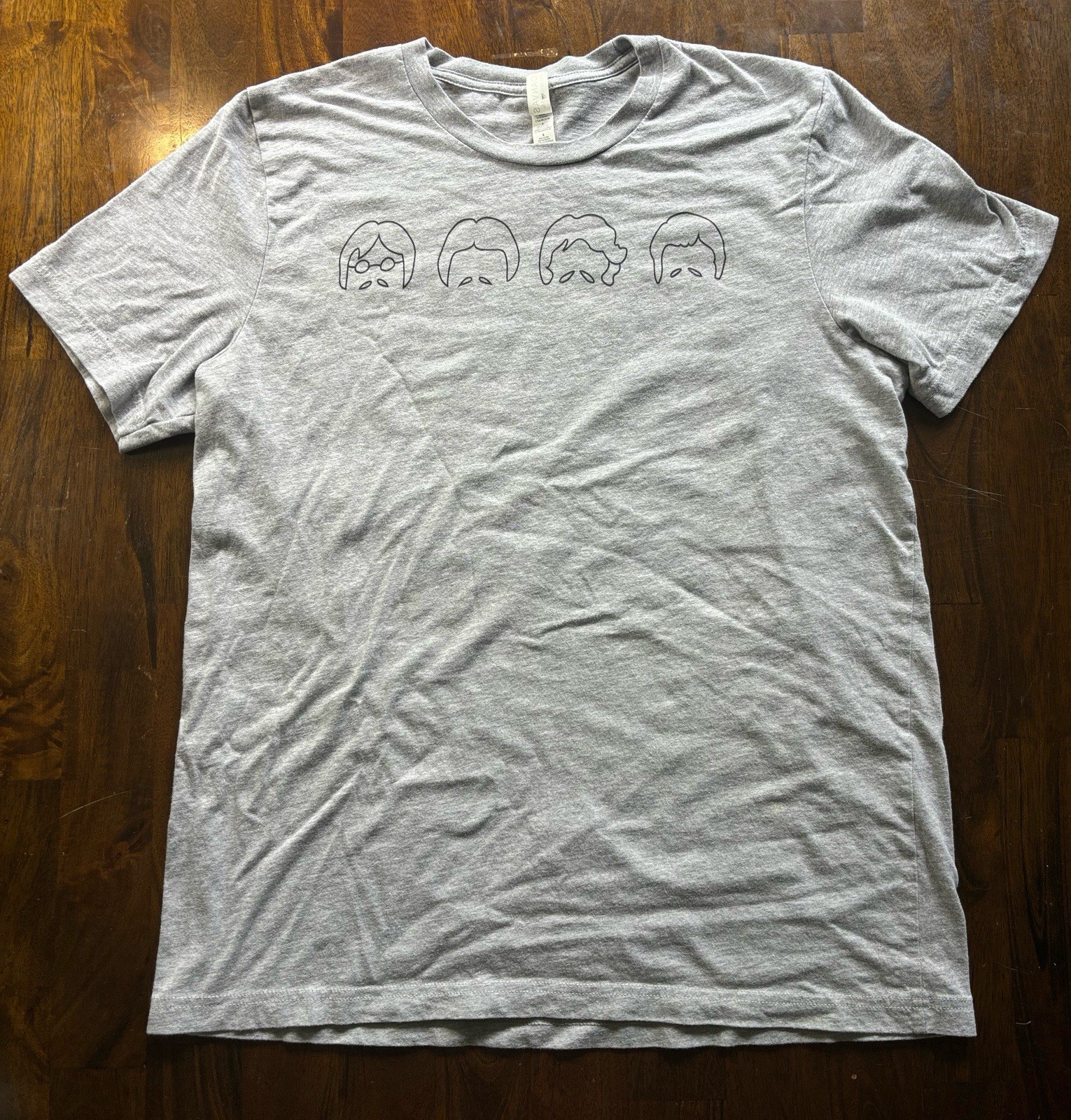 The Beatles Bella+Canvas Minimalist Line Art Short Sleeve Grey T-Shirt-Size L gallery