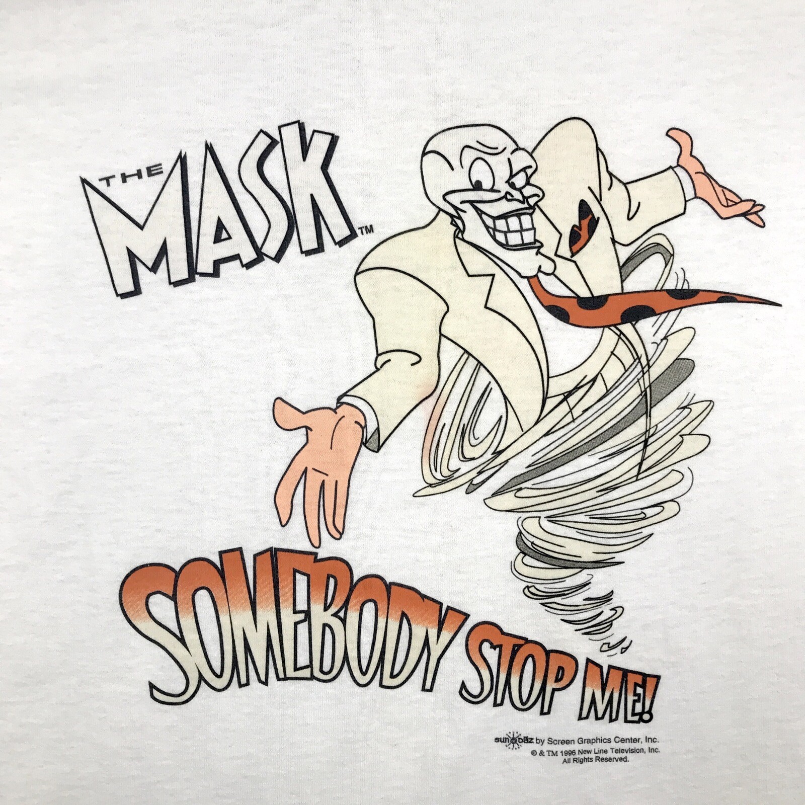 vtg 90s THE MASK SOMEBODY STOP ME! T-Shirt SMALL movie promo jim carrey cartoon gallery