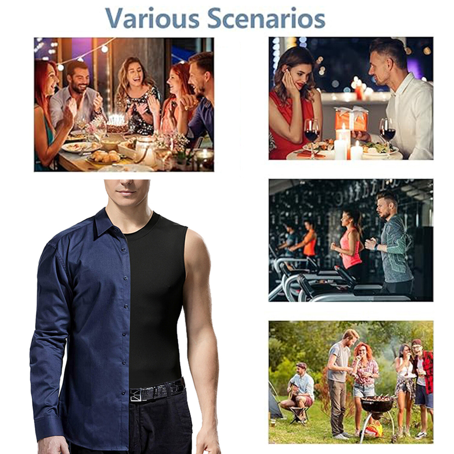 Men Compression Shirt Version Ionic Shaping Sleeveless Vest Sports Tank Top US gallery