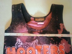 Hooters Cropped Tank Top Pasadena Black Pink Bleach Tie Dye Owl Womens XX-Small
