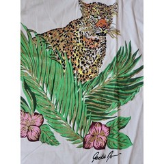 Vintage Pro Ace Leopard Cheetah Tropical Palm Leaves Graphic T-Shirt White L