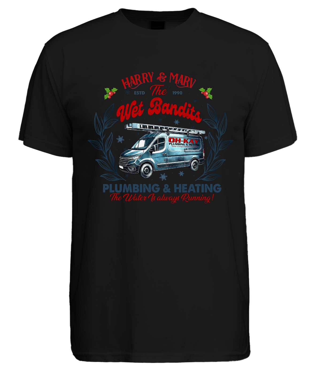 Harry & Marv Wet Bandits Plumbing Heating - Christmas Xmas Mens T- gallery