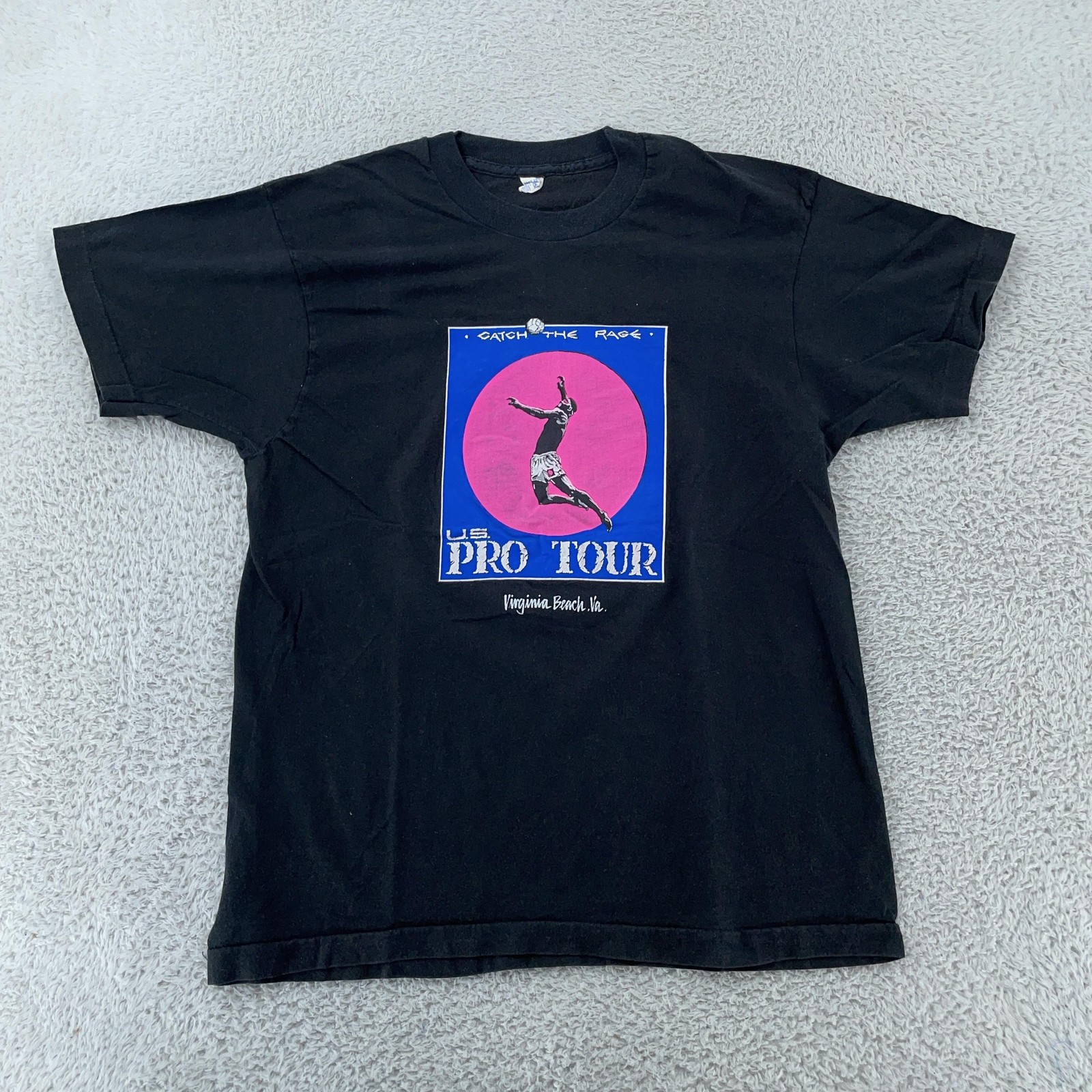 Vtg U.S. Pro Tour Catch the Rage T-Shirt Small Volleyball Virginia Beach USA 90s gallery