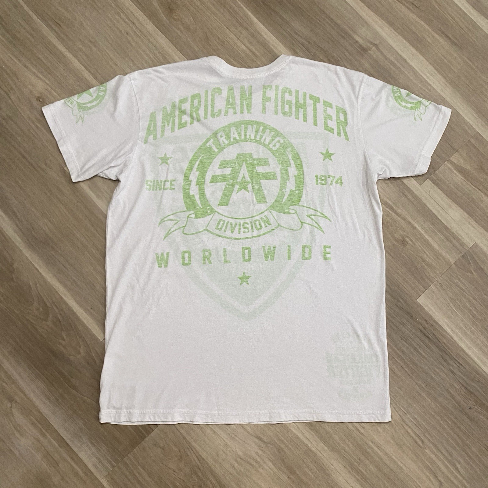 American Fighter Shirt Mens XXL White Lime Green Athletics Graphic Tee MMA gallery