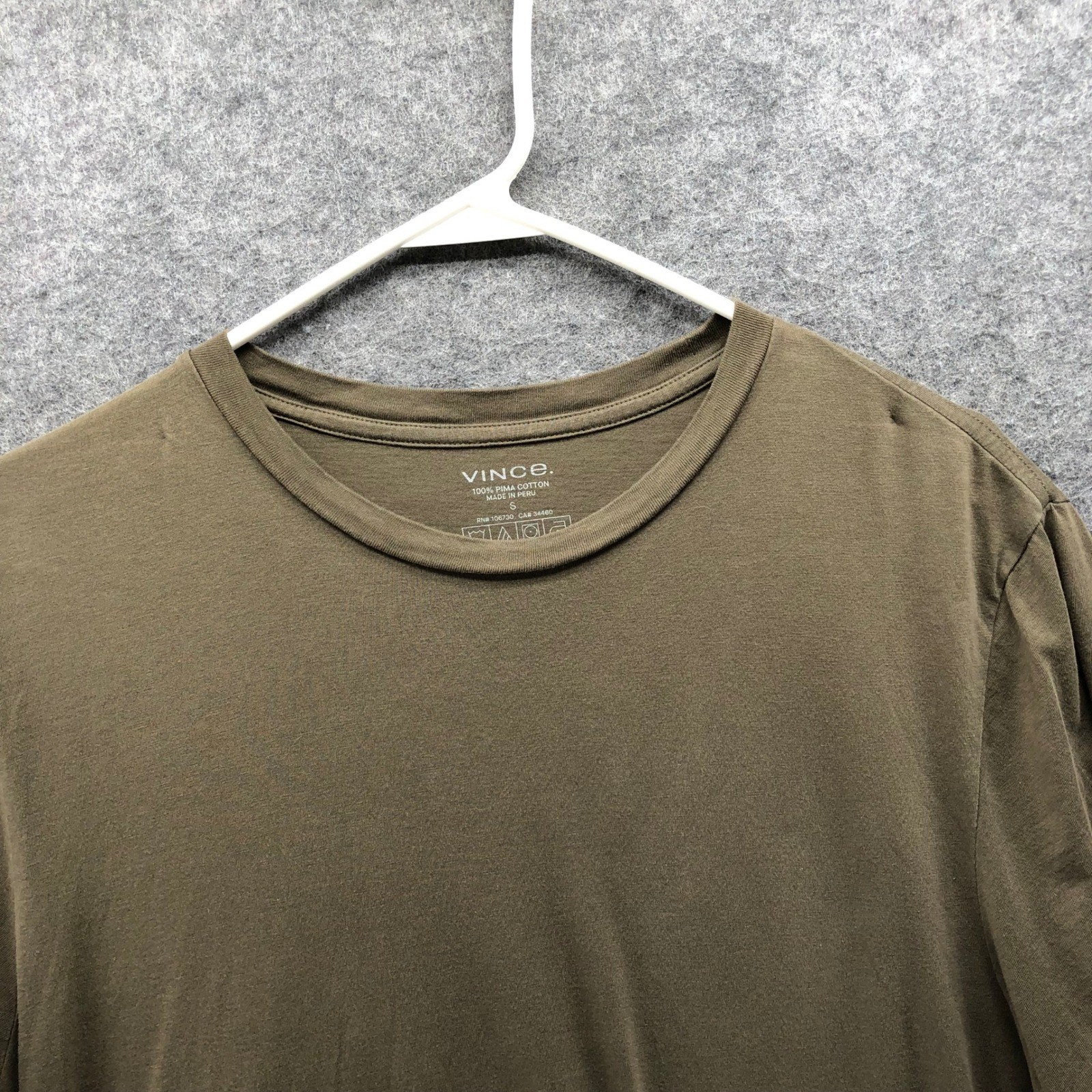 Vince Essential Crew Neck T-Shirt Mens S Pima Cotton Short Sleeve Brown gallery