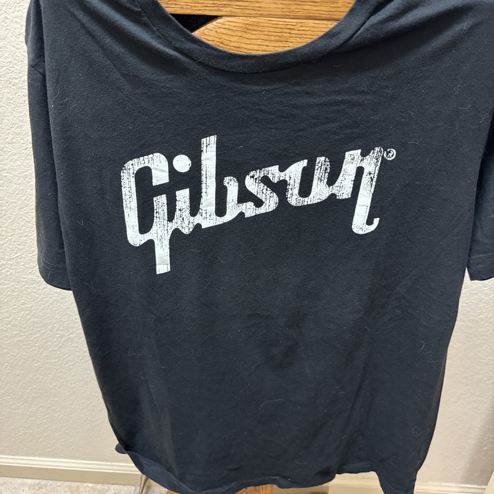 GIBSON Guitars Official Merch Black LOGO T Shirt SZ 2XL American Made