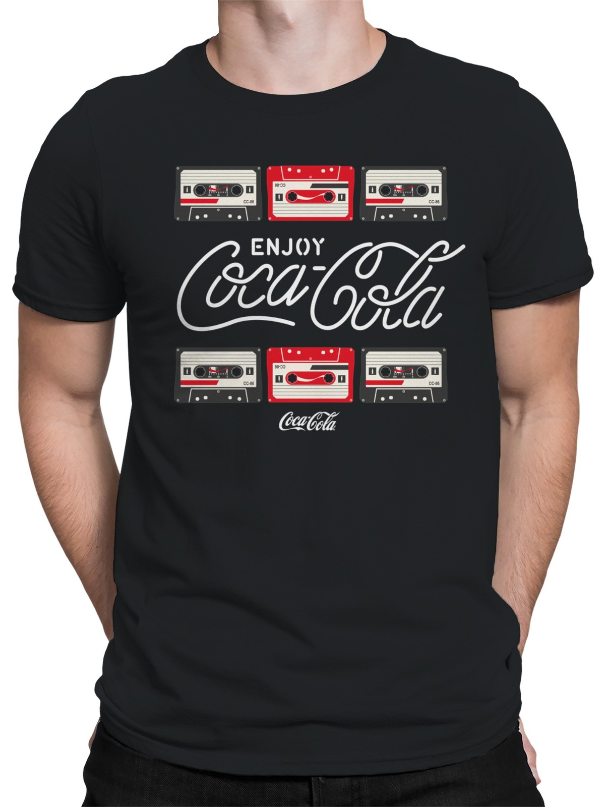 Officially Licensed Coca Cola Retro Cassette Graphic Men's T-shirt gallery