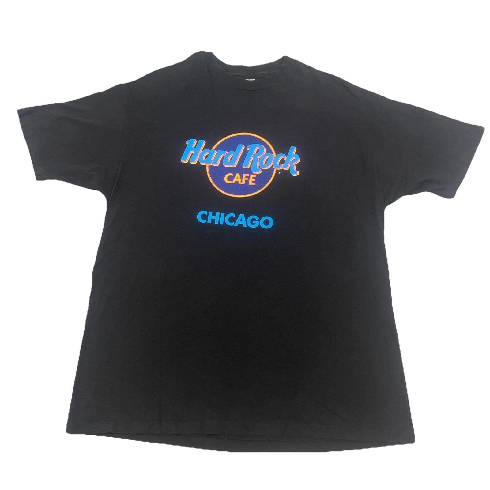 VTG 90s Hard Rock Cafe Chicago T-Shirt Hanes Beefy T USA Made Black Adult XL