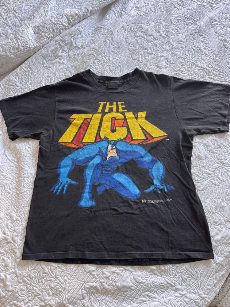 VTG 90s The Tick Fox Network Cartoon Movie TV Promo T-Shirt 1994 Black Tee Sz XL