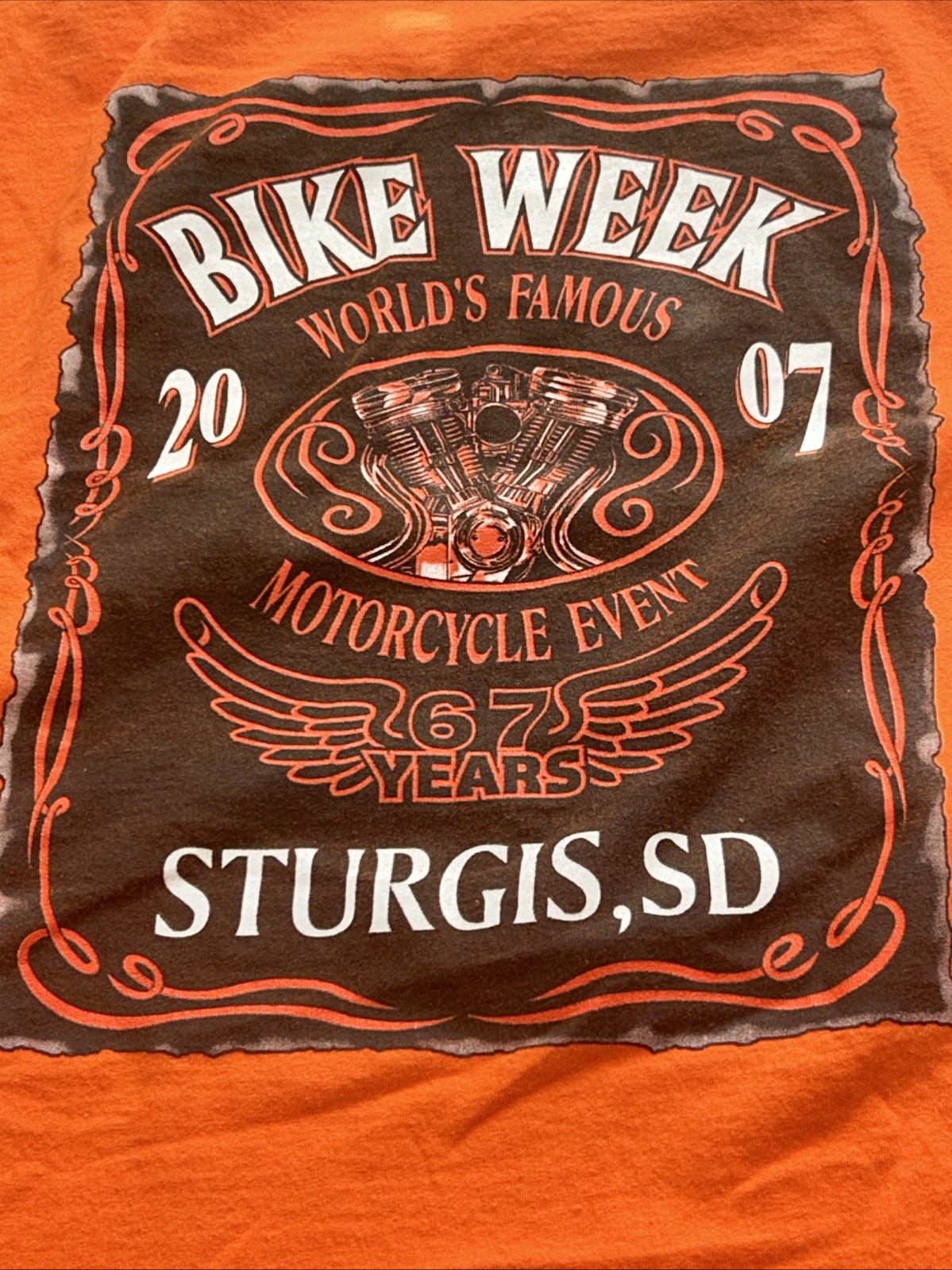 Biker Short Sleeve Orange Shirt L Sturgis 2007 gallery