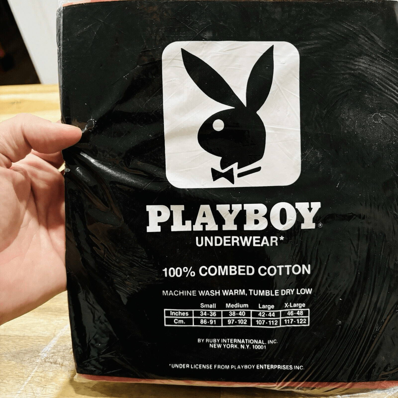 PLAYBOY Vintage NOS New 80s 90s V Neck Red T Shirt Bunny Single Stitch gallery