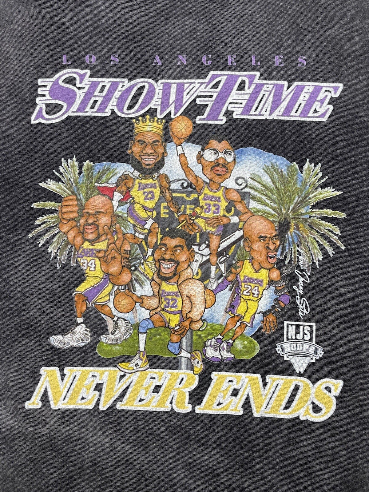 Los Angeles Lakers Showtime Never Ends Basketball Shirt Cartoon Legends 2XL Gray gallery