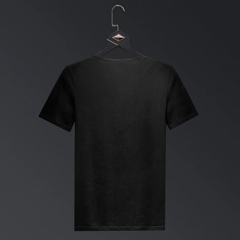 New Men Fashion V-Neck Diamond Fish Rhinestones Luxury Black T-Shirt gallery