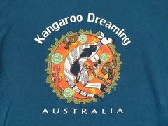 Australia Mens Large Blue Kangaroo Dreaming Graphic Cotton T-Shirt