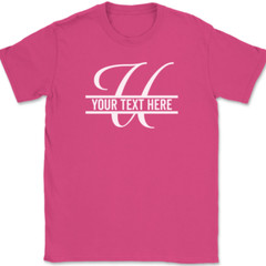 Letter U Monogram Your Text Here Custom T-Shirt Personalized Family Gift Tee