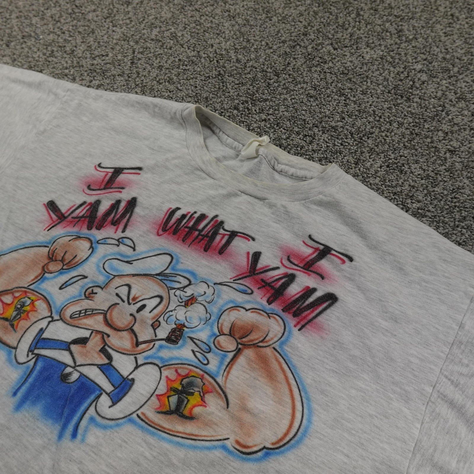 VTG Popeye Shirt Mens XL Gray Graphic Cartoon Short Sleeve Single Stitch Tee Top gallery