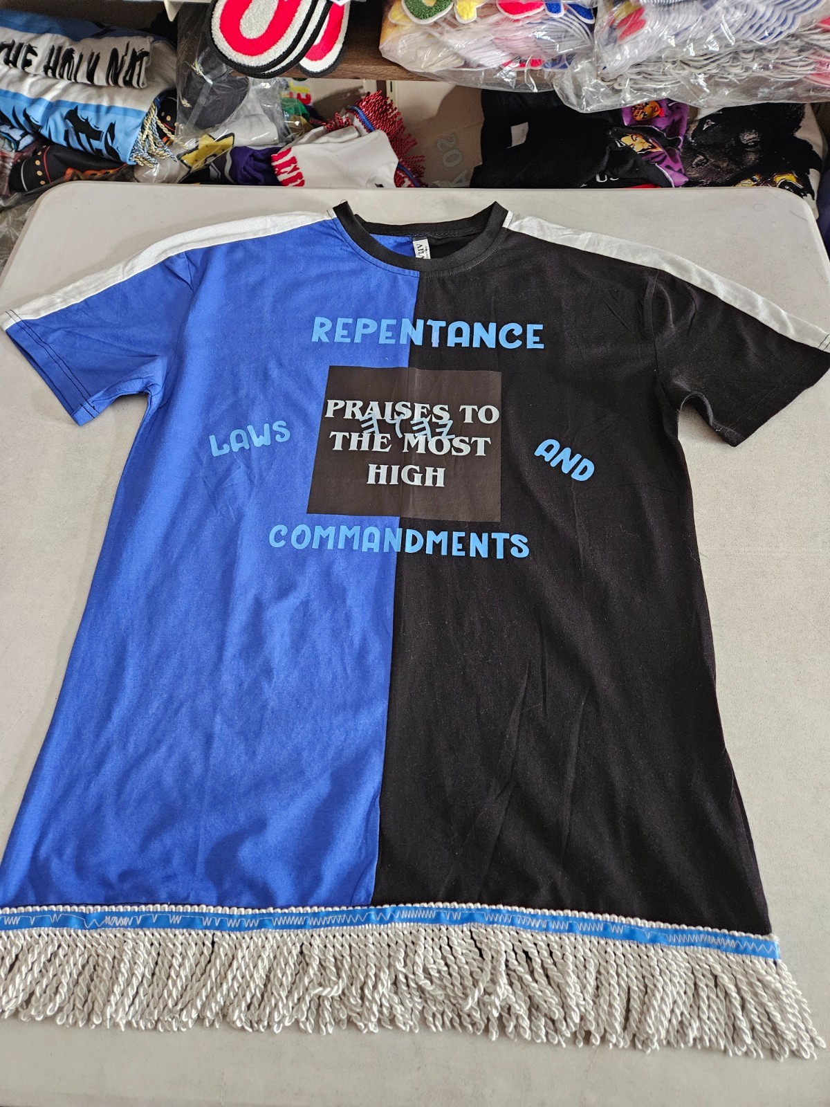 100% Cotton Two Tone Blue/Black Repentance, Laws and Commandments All Praises gallery