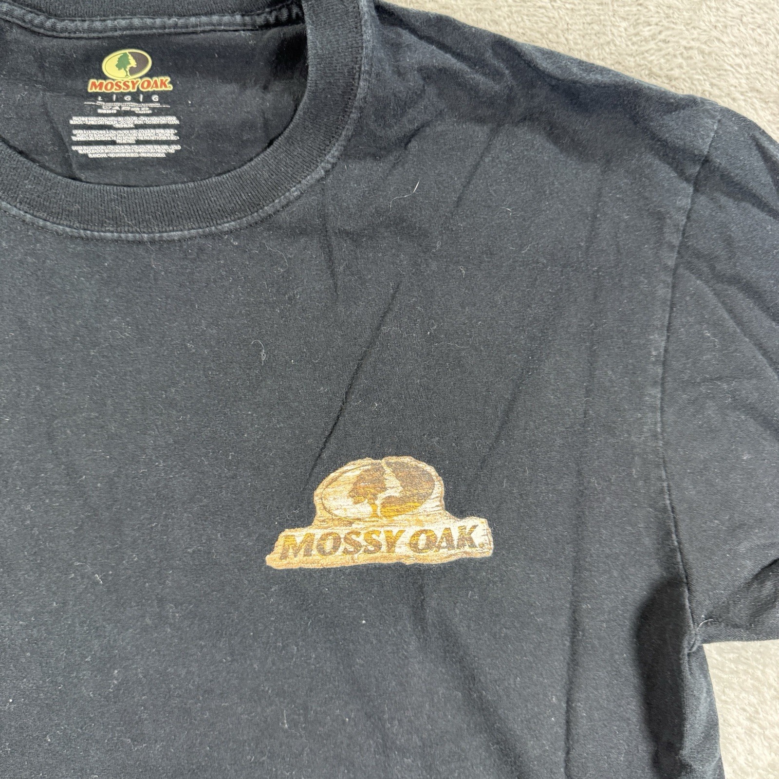 Mossy Oak Men's Black Outdoor Retro Hunting Graphic Tee Shirt Size Large Logo gallery