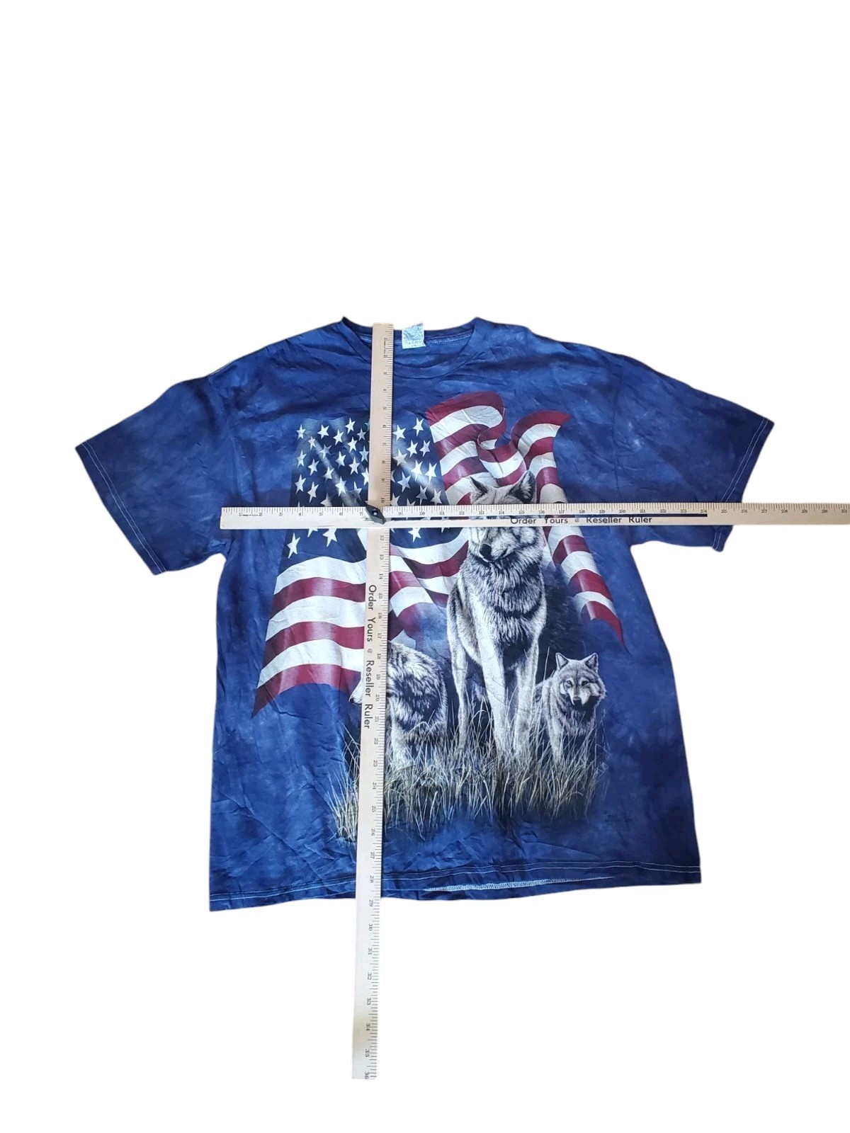 Vtg The Mountain T Shirt Mens XL Blue Wolf USA American Flag Delta Tag Nature gallery