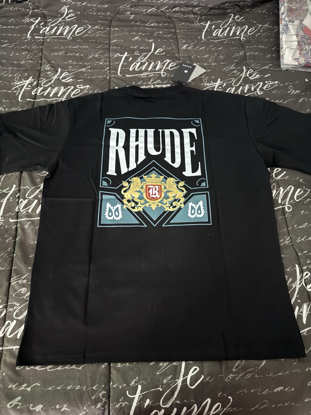 RHUDE Men’s Graphic Logo T-Shirt Black Crew Neck Short Sleeve XL gallery