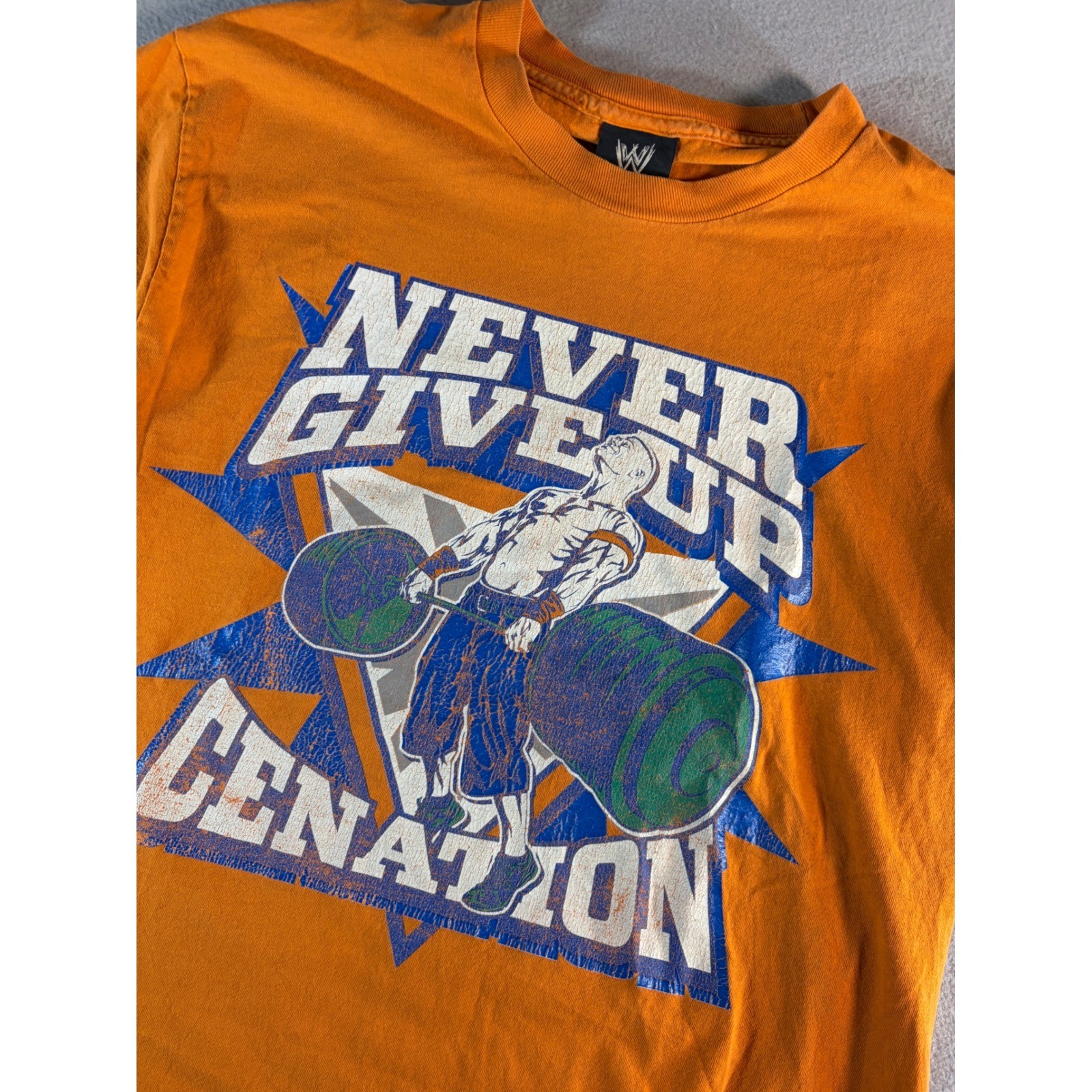 WWE John Cena Never Give Up Cenation Orange Graphic T-Shirt Mens Large gallery